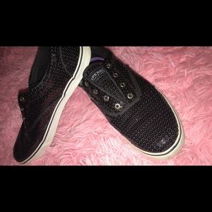 Sperry top-sider black sequins shoes.